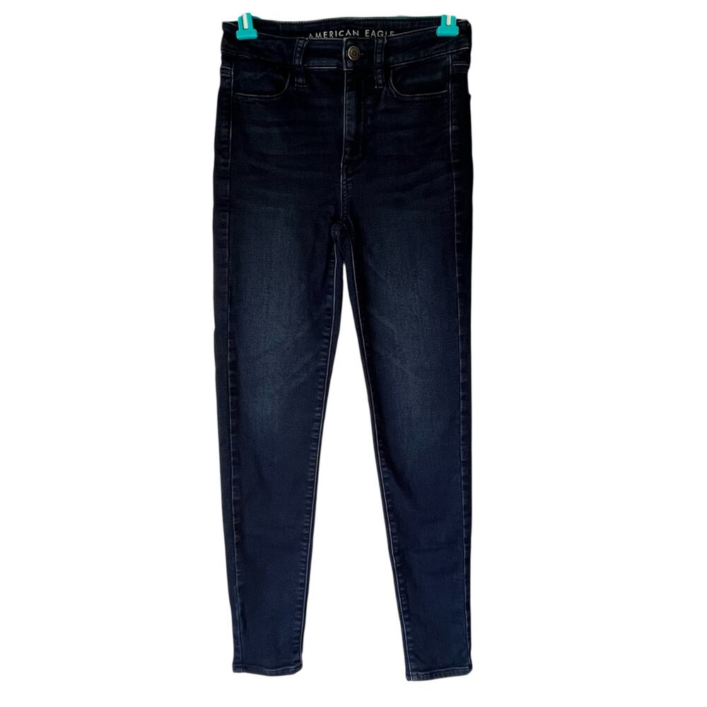 American Eagle Dark Wash Indigo Super High Rise Jegging Super Stretch Size 2 Reg